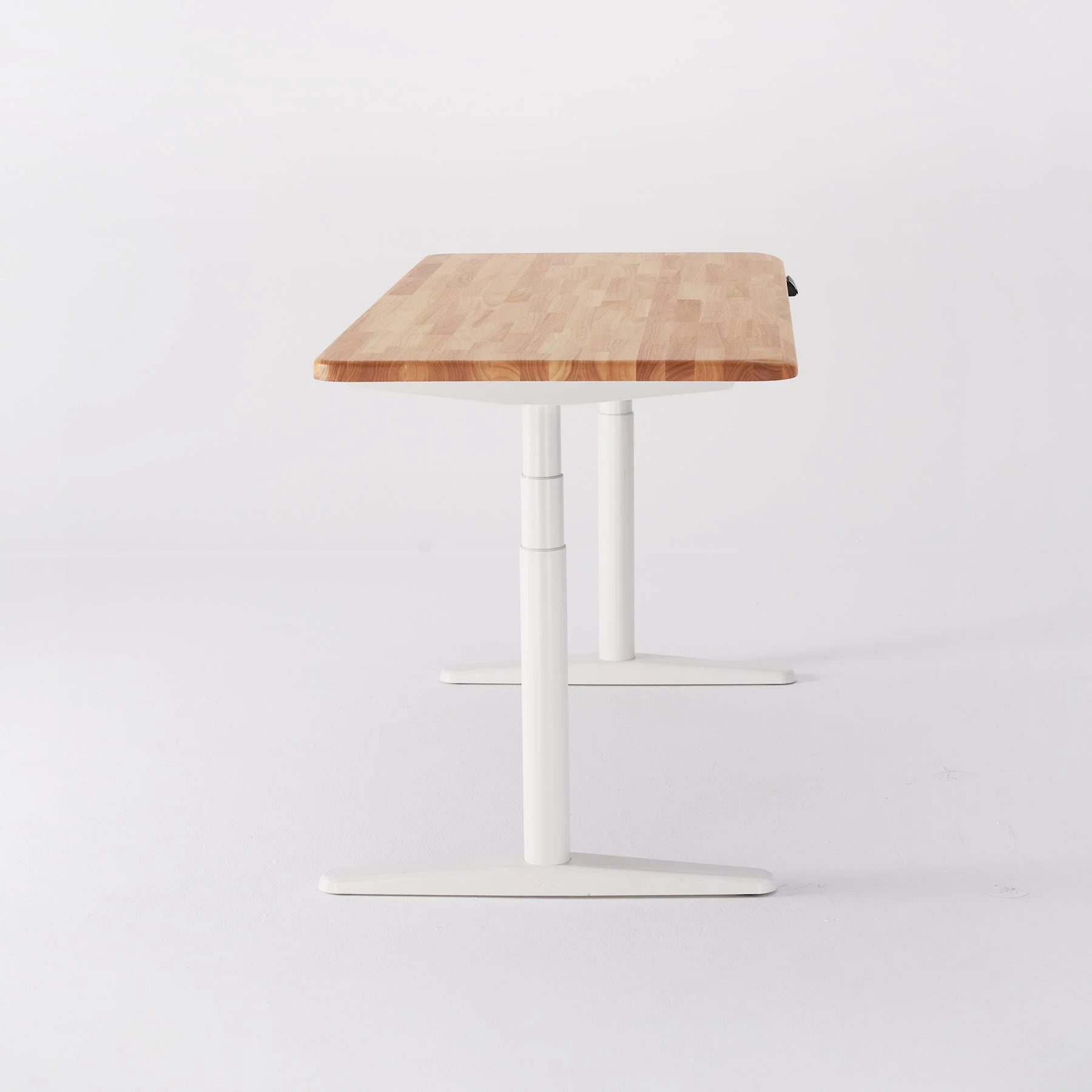 COFO 良木升降桌 白腳 淺木桌 側面