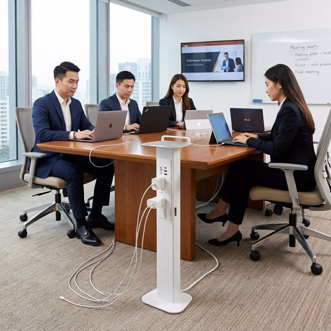 aka ilife超升動電動升降桌 | 新極簡白時尚立式充電柱